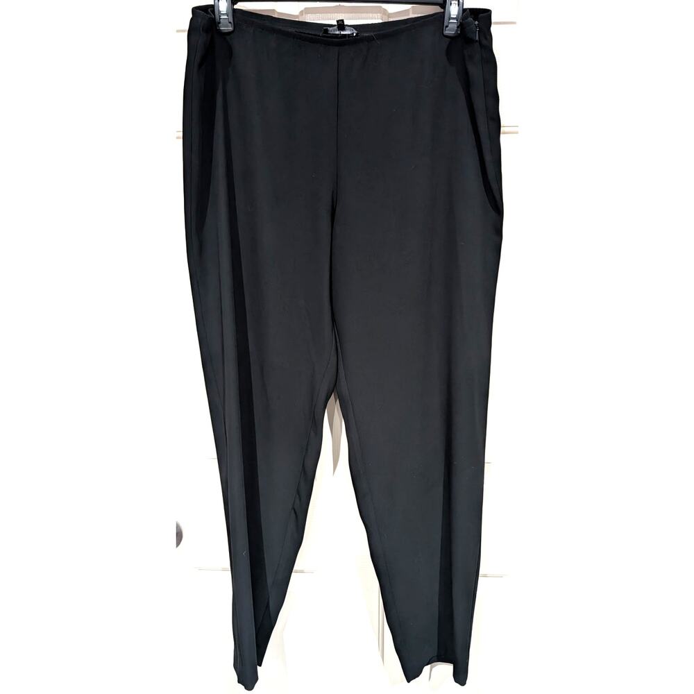Eileen Fisher Black sz XL Straight leg Pants Side Zip